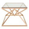 Allure Corseted Rose Gold Metal and Clear Glass Coffee Table