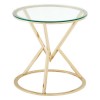 Allure Corseted Round Champagne Gold and Glass End Table
