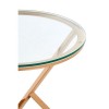 Allure Corseted Round Rose Gold and Clear Glass End Table