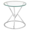 Allure Corseted Round Silver Metal and Clear Glass End Table