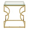 Allure Gold Curved Metal Frame and Clear Glass End Table