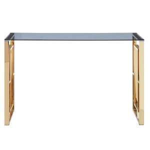 Allure Gold Finish and Glass Square Legs Console Table