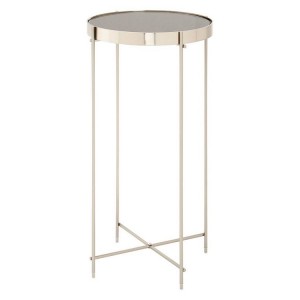 Allure Grey Mirrored Glass and Silver Metal Tall Side Table