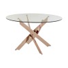 Allure Intersected Rose Gold and Clear Glass Dining Table