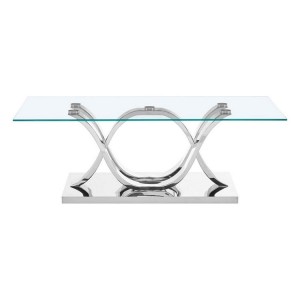 Allure Inverted Curve Chrome and Clear Glass Coffee Table