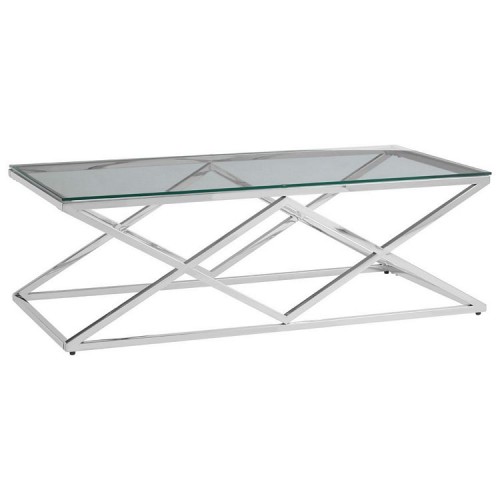 Allure Inverted Prism Base and Clear Glass Coffee Table