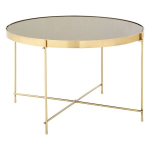 Allure Large Black Mirrored Glass And Brushed Bronze Metal Side Table