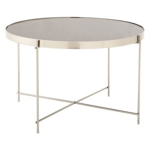 Allure Large Grey Mirrored Glass And Brushed Nickel Metal Side Table