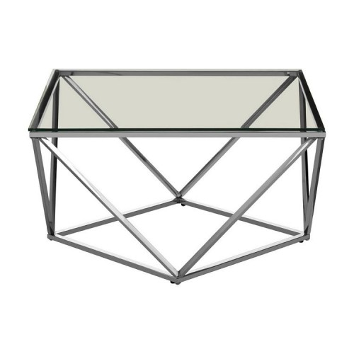Allure Large Twist Chromed Metal and Clear Glass End Table