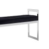 Allure Long Black Velvet and Silver Finish Stainless Steel Bench