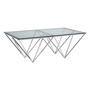 Allure Metal Triangular Base and Clear Glass Coffee Table
