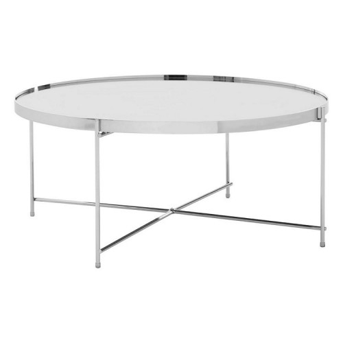 Allure Mirrored Glass And Chrome Metal Round Coffee Table
