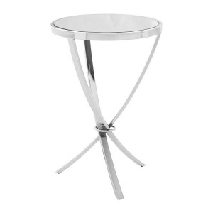Allure Mirrored Glass and Chrome Metal Pinched Side Table