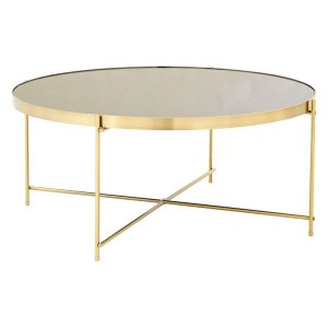 Allure Mirrored Glass and Gold Metal Coffee Table
