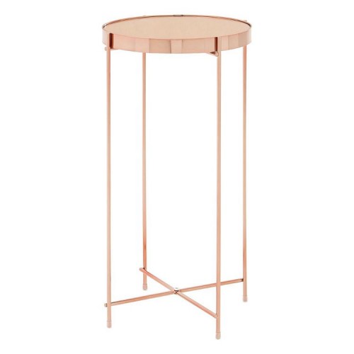 Allure Pink Metal and Mirrored Glass Tall Side Table