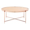 Allure Pink Mirrored Glass And Rose Gold Metal Coffee Table