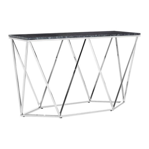 Allure Rectangular Black Marble and Metal Console Table