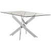 Allure Rectangular Chrome Metal and Clear Glass Dining Table