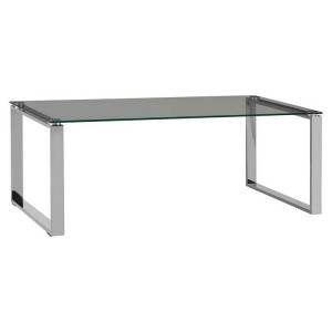Allure Rectangular Chromed Metal and Clear Glass Coffee Table