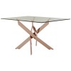 Allure Rectangular Rose Gold and Clear Glass Dining Table