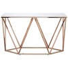 Allure Rectangular White Faux Marble and Gold Metal Console Table