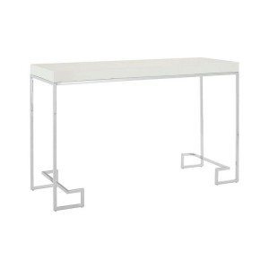 Allure Rectangular White High Gloss and Chrome Console Table