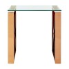 Allure Rose Gold Metal and Clear Glass End Table