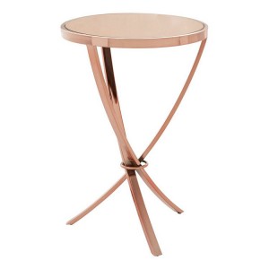Allure Rose Gold Pinched And Mirrored Glass Side Table