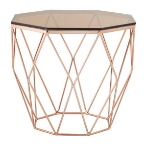 Allure Rose Gold and Red Tint Glass End Table