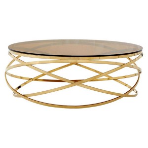 Allure Round Gold Base and Tempered Glass Coffee Table