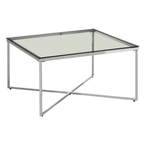 Allure Silver Finish Cross Base and Clear Glass End Table