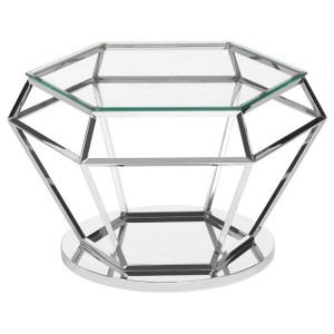 Allure Silver Finish Diamond Design End Table