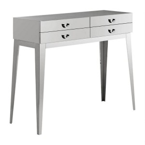 Allure Silver Finish Stainless Steel 4 Drawer Console Table