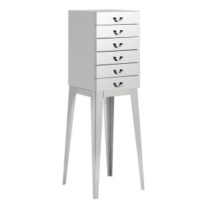 Allure Silver Finish Stainless Steel 6 Drawer Chest