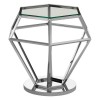 Allure Silver Finish Metal and Clear Glass Diamond End Table