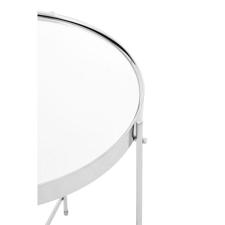 Allure Silver Metal And Mirrored Glass Mirror Low Side Table