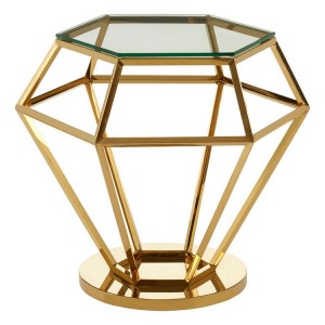 Allure Small Gold Finish and Clear Glass Diamond End Table