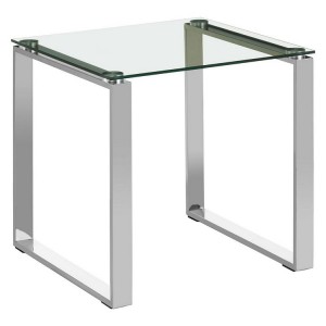 Allure Square Chromed Metal and Clear Glass End Table