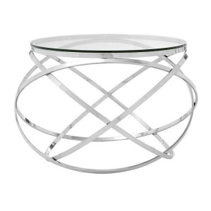 Allure Stainless Steel and Clear Glass End Table