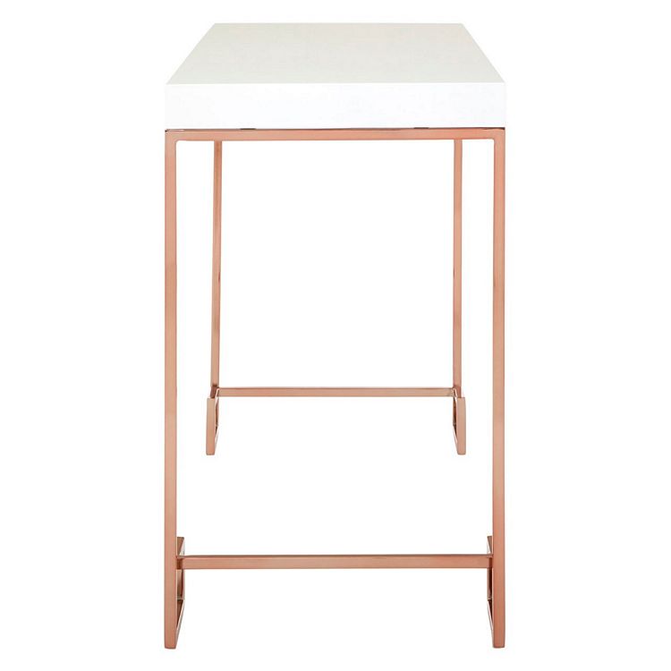 Allure White High Gloss Top And Rose Gold Legs Console Table Fusion Furniture Rose Gold Legs Console Table, Rose Gold Console Table Uk