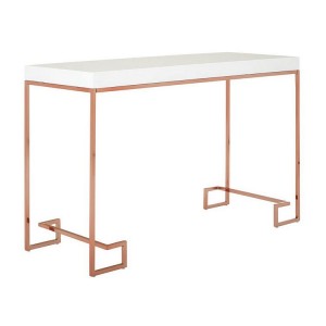 Allure White High Gloss Top and Rose Gold Legs Console Table