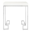 Allure White High Gloss and Chrome Metal Square End Table