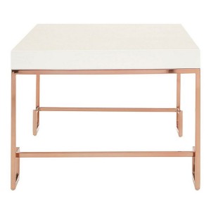 Allure White High Gloss and Rose Gold Metal Coffee Table