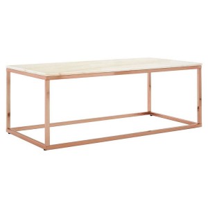 Allure White Marble and Rose Gold Coffee Table