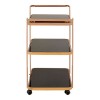 Alvaro Gold Metal and Black Glass 3 Tier Drinks Serving Trolley