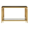 Alvaro Gold Finish Metal and Black Glass Linear Design Console Table
