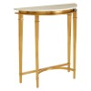 Alvaro Gold Finish Metal and White Marble Half Moon Console Table