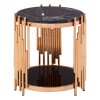 Alvaro Rose Gold Finish Metal and Black Marble Side Table