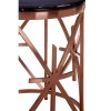 Alvaro Rose Gold Metal and Black Marble Round Side Table