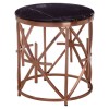 Alvaro Rose Gold Metal and Black Marble Round Side Table